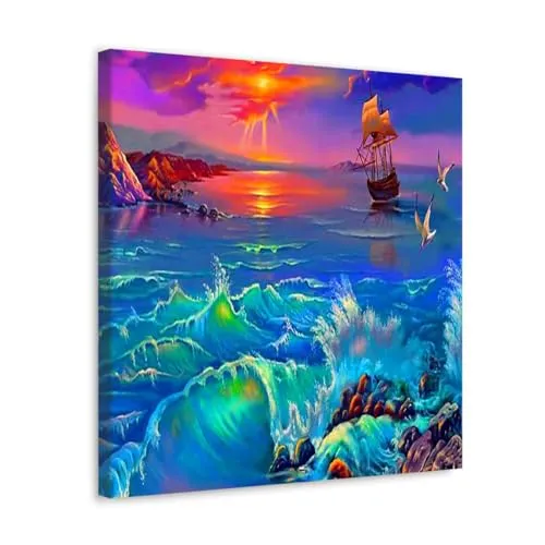 GADGETS WRAP Canvas Gallery Wrap Framed for Home Office Studio Living Room Decoration (10x10inch) - Water Sea