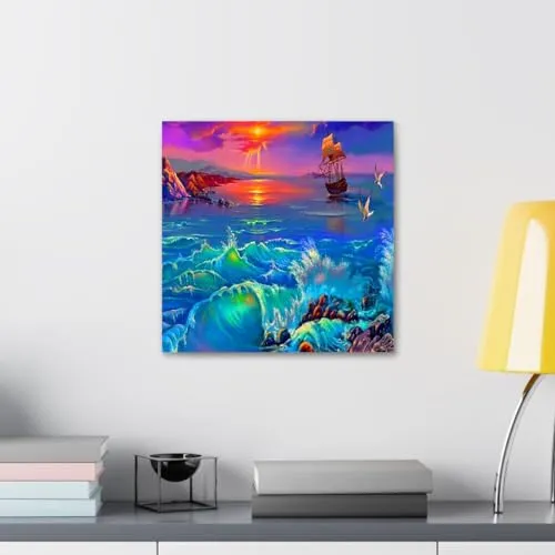 GADGETS WRAP Canvas Gallery Wrap Framed for Home Office Studio Living Room Decoration (10x10inch) - Water Sea