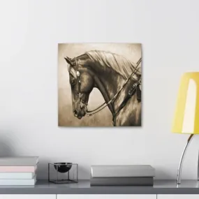 GADGETS WRAP Canvas Gallery Wrap Framed for Home Office Studio Living Room Decoration (10x10inch) - Western Horse Painting In Sepia