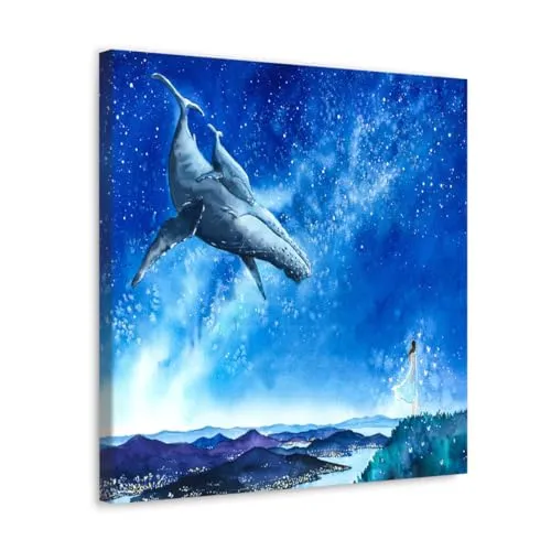 GADGETS WRAP Canvas Gallery Wrap Framed for Home Office Studio Living Room Decoration (10x10inch) - Whale Abstract