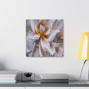 GADGETS WRAP Canvas Gallery Wrap Framed for Home Office Studio Living Room Decoration (10x10inch) - White Lotus Flowers 3D