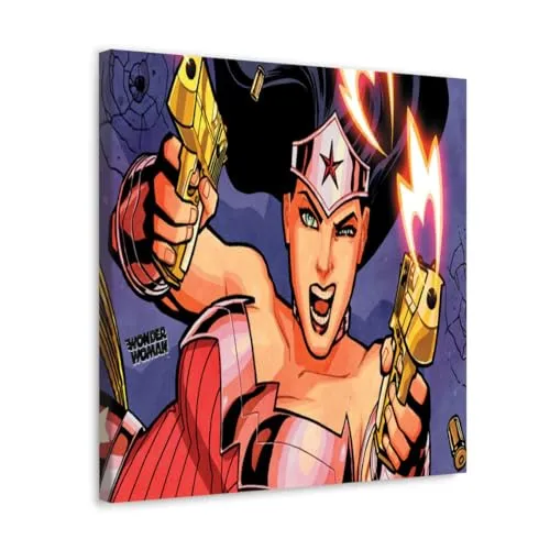 GADGETS WRAP Canvas Gallery Wrap Framed for Home Office Studio Living Room Decoration (10x10inch) - Woman Gunfight