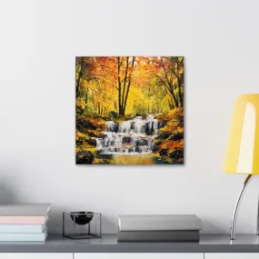 GADGETS WRAP Canvas Gallery Wrap Framed for Home Office Studio Living Room Decoration (10x10inch) - Yellow Forest Waterfall