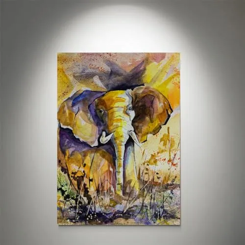 GADGETS WRAP Canvas Gallery Wrap Framed for Home Office Studio Living Room Decoration (11x14inch) - Elephant Oil Painting