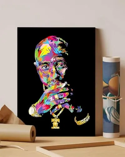 GADGETS WRAP Canvas Gallery Wrap Framed for Home Office Studio Living Room Decoration (11x14inch) - GRAFFITI TUPAC CANVAS