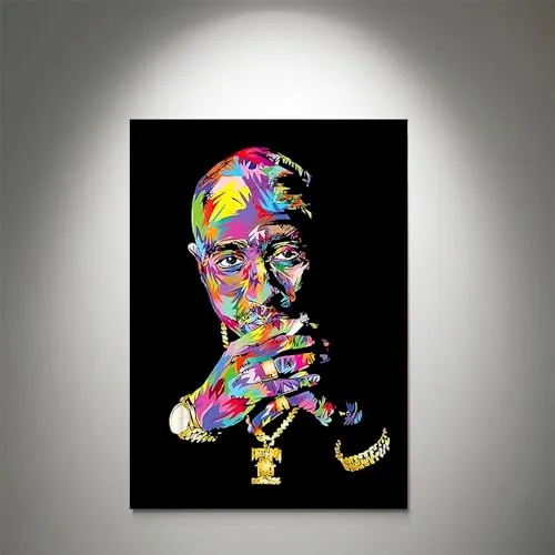 GADGETS WRAP Canvas Gallery Wrap Framed for Home Office Studio Living Room Decoration (11x14inch) - GRAFFITI TUPAC CANVAS