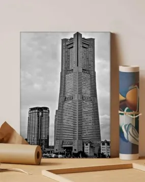 GADGETS WRAP Canvas Gallery Wrap Framed for Home Office Studio Living Room Decoration (11x14inch) - Grayscale Photo of High Rise Building