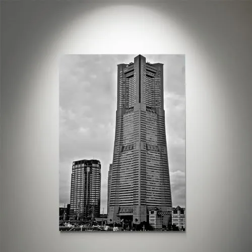 GADGETS WRAP Canvas Gallery Wrap Framed for Home Office Studio Living Room Decoration (11x14inch) - Grayscale Photo of High Rise Building