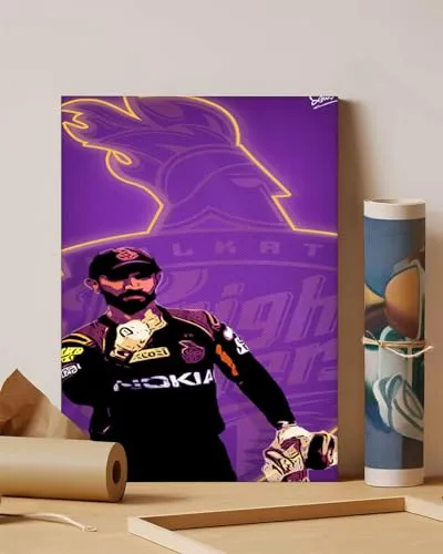 GADGETS WRAP Canvas Gallery Wrap Framed for Home Office Studio Living Room Decoration (11x14inch) - Kl Rahul Kolkata Knight Riders Poster