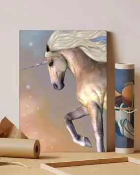 GADGETS WRAP Canvas Gallery Wrap Framed for Home Office Studio Living Room Decoration (11x14inch) - Pink Unicorn Portrait