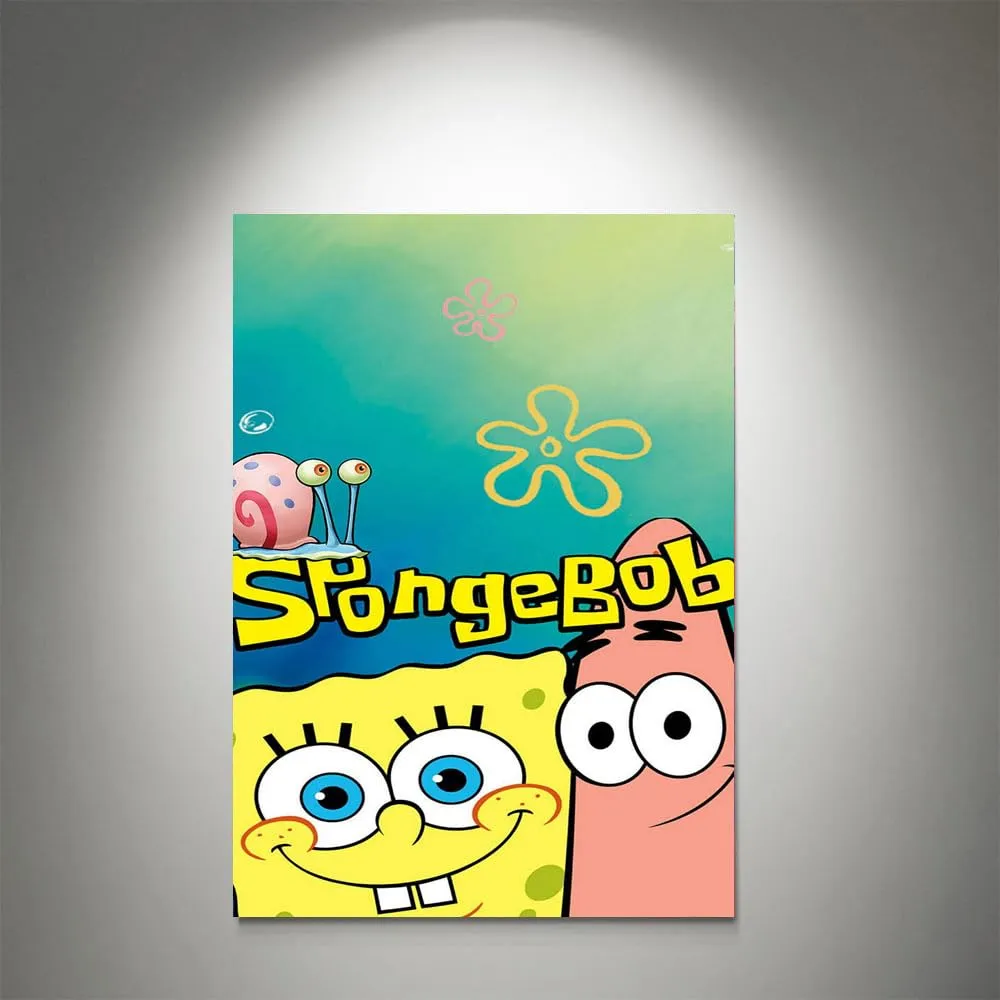 GADGETS WRAP Canvas Gallery Wrap Framed for Home Office Studio Living Room Decoration (11x14inch) - Spongebob And Patrick