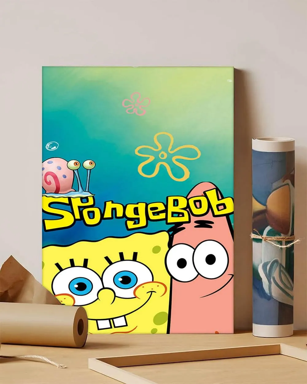 GADGETS WRAP Canvas Gallery Wrap Framed for Home Office Studio Living Room Decoration (11x14inch) - Spongebob And Patrick