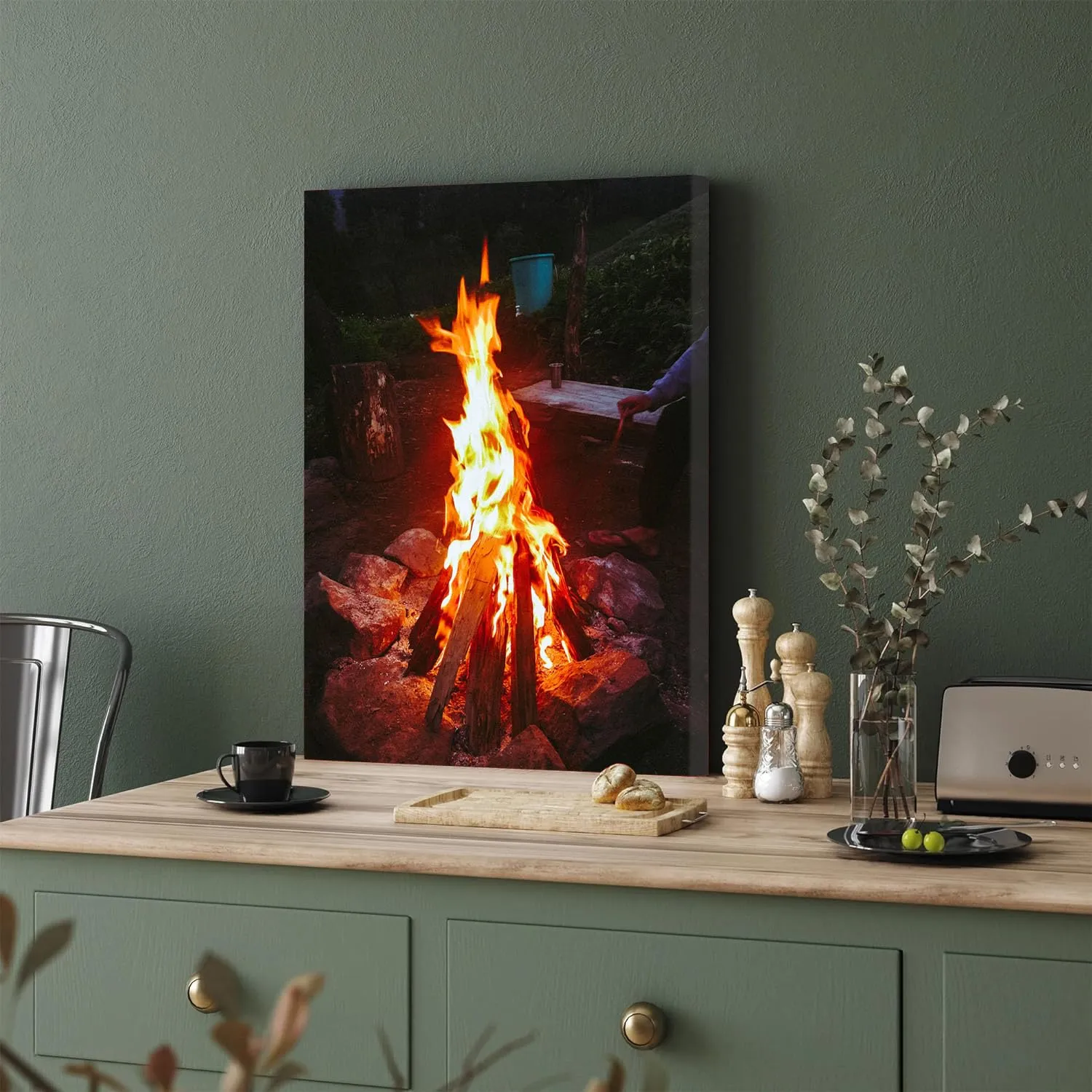 GADGETS WRAP Canvas Gallery Wrap Framed for Home Office Studio Living Room Decoration (11x17inch) - Bonfire