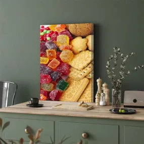 GADGETS WRAP Canvas Gallery Wrap Framed for Home Office Studio Living Room Decoration (11x17inch) - Colorful Jello Candy Baked Cookies