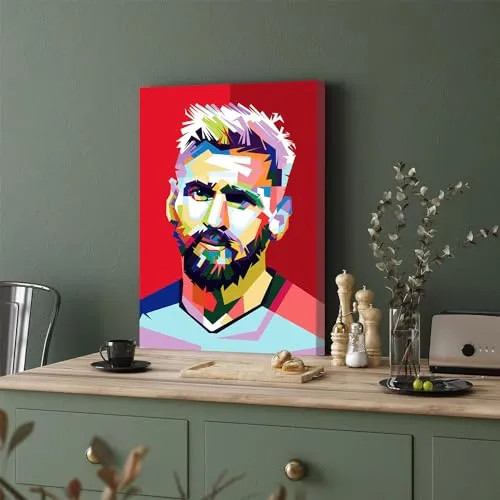 GADGETS WRAP Canvas Gallery Wrap Framed for Home Office Studio Living Room Decoration (11x17inch) - Leo Messi