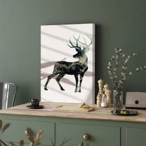 GADGETS WRAP Canvas Gallery Wrap Framed for Home Office Studio Living Room Decoration (11x17inch) - Navel Watercolor Golden Textured Deer