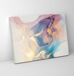 GADGETS WRAP Canvas Gallery Wrap Framed for Home Office Studio Living Room Decoration (11x9inch) - Blue Pink & Gold Fluid Abstract 1