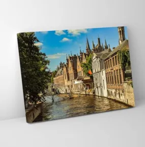 GADGETS WRAP Canvas Gallery Wrap Framed for Home Office Studio Living Room Decoration (11x9inch) - Bruges City In Belgium