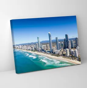 GADGETS WRAP Canvas Gallery Wrap Framed for Home Office Studio Living Room Decoration (11x9inch) - City & Sea Scenery