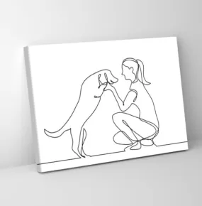 GADGETS WRAP Canvas Gallery Wrap Framed for Home Office Studio Living Room Decoration (11x9inch) - Girl With Dog