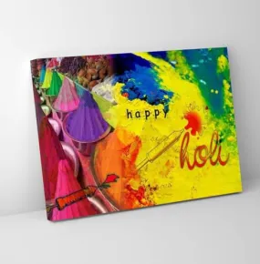 GADGETS WRAP Canvas Gallery Wrap Framed for Home Office Studio Living Room Decoration (11x9inch) - Happy Holi Colors Fest 1