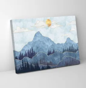 GADGETS WRAP Canvas Gallery Wrap Framed for Home Office Studio Living Room Decoration (11x9inch) - Mountain Scenery Vector Painting