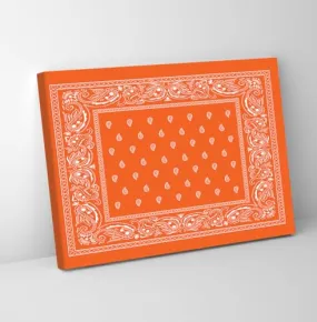 GADGETS WRAP Canvas Gallery Wrap Framed for Home Office Studio Living Room Decoration (11x9inch) - Paisley Bandana Orange