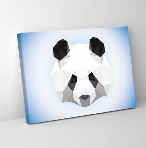 GADGETS WRAP Canvas Gallery Wrap Framed for Home Office Studio Living Room Decoration (11x9inch) - Panda Lowpoly Art 1