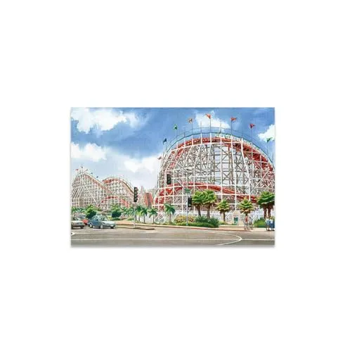 GADGETS WRAP Canvas Gallery Wrap Framed for Home Office Studio Living Room Decoration (11x9inch) - Roller Coaster Mission Beach