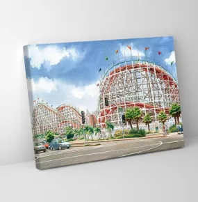 GADGETS WRAP Canvas Gallery Wrap Framed for Home Office Studio Living Room Decoration (11x9inch) - Roller Coaster Mission Beach