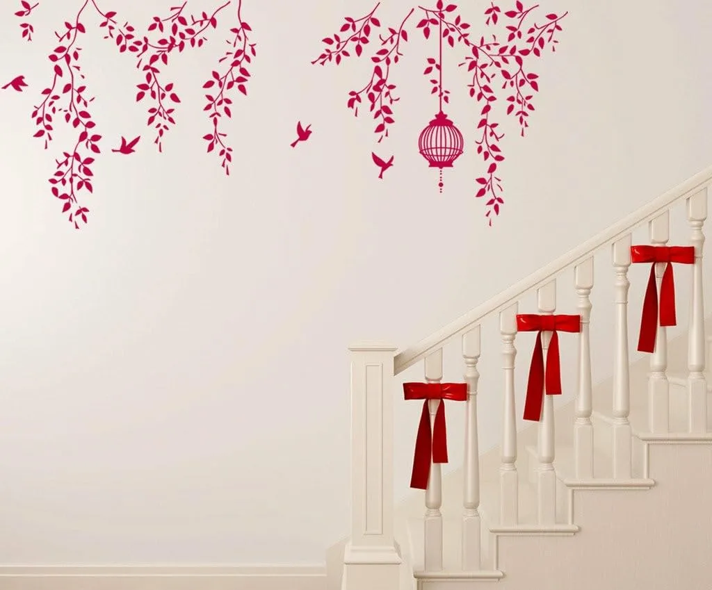 GADGETS WRAP 'Hanging Vines with Cage and Birds' Wall Sticker