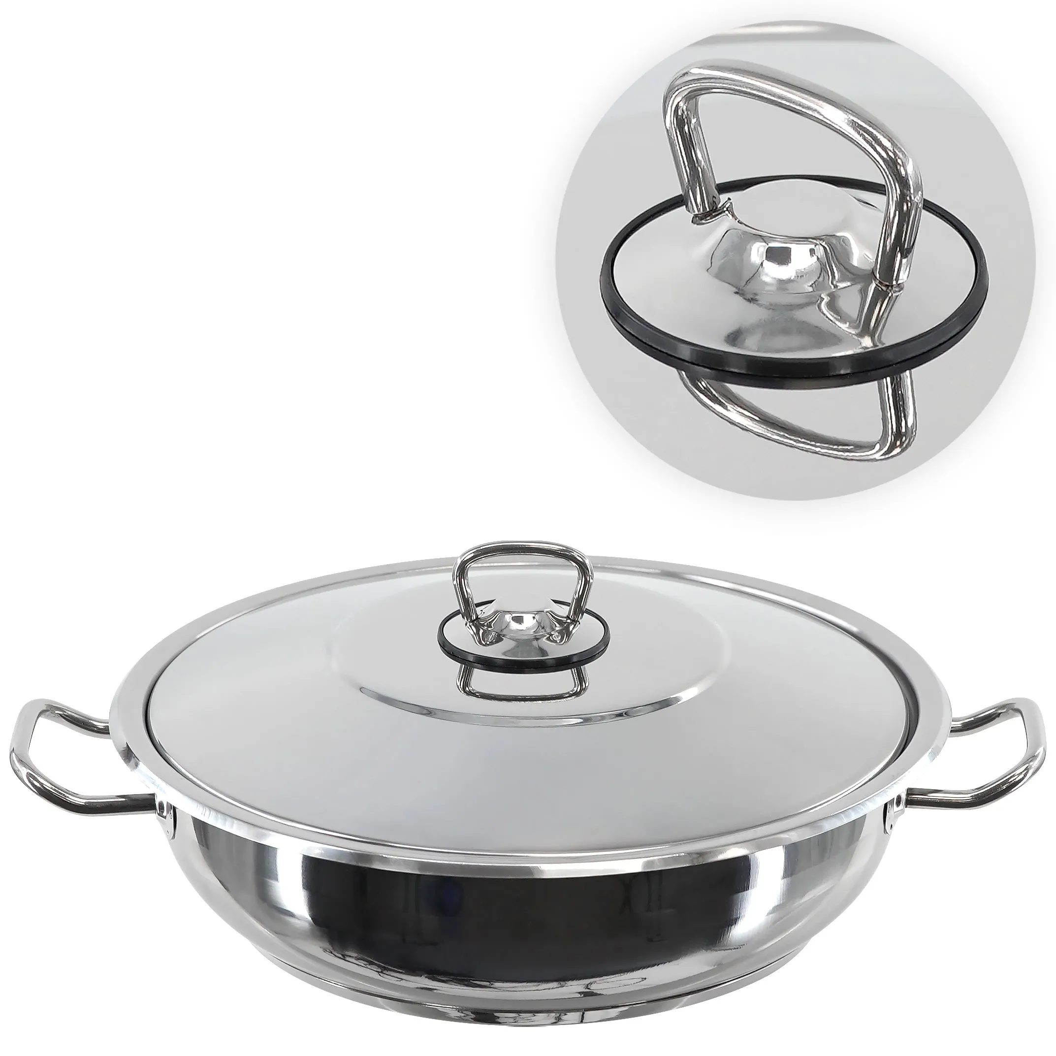 Gastro Shallow Pot With Lid 24 x 6 cm