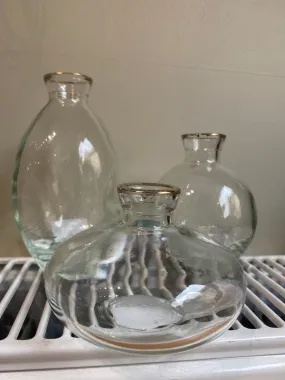 Glass Bottle Vases with Gold Rims