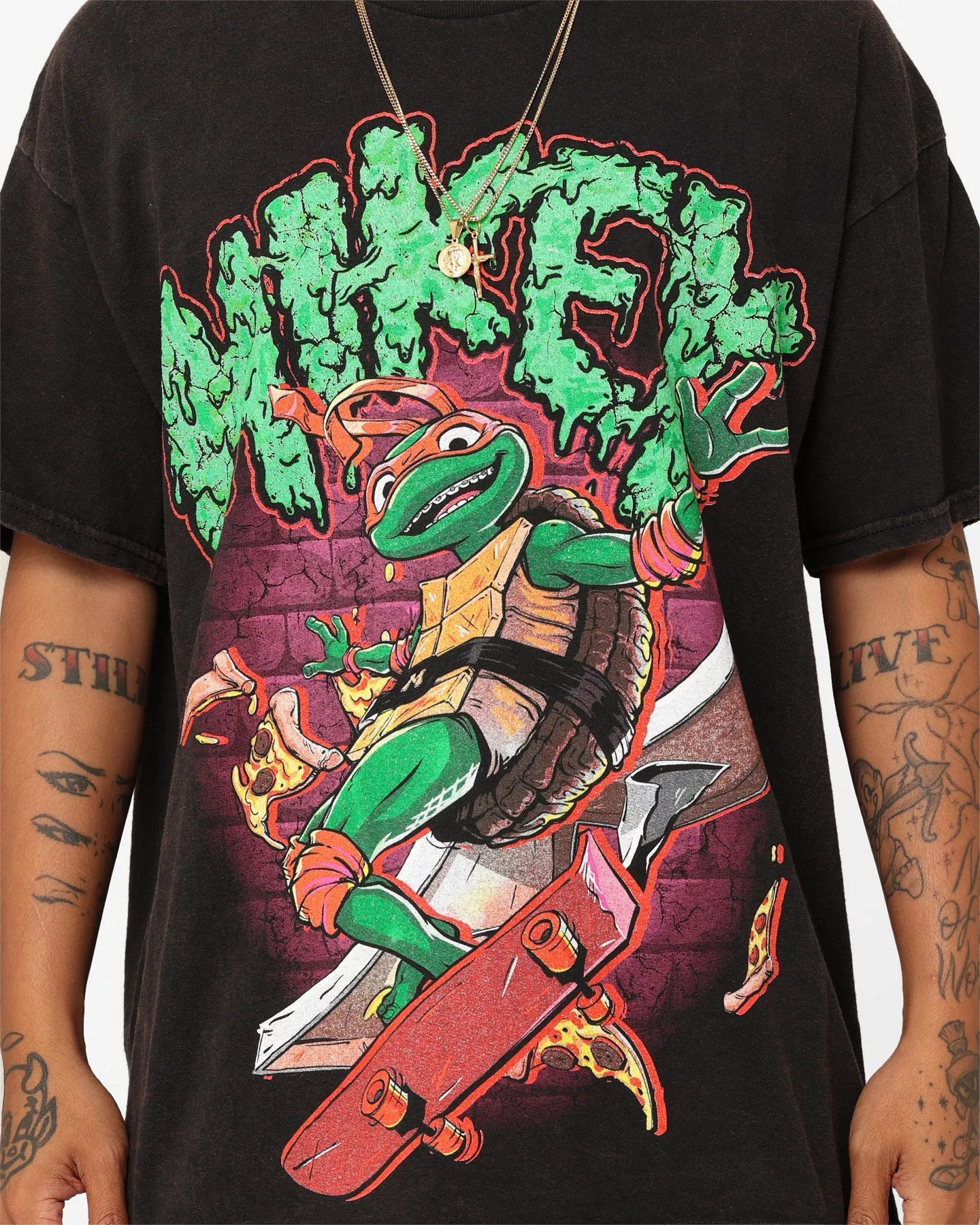 Goat Crew X Teenage Mutant Ninja Turtles Michelangelo Vintage T-Shirt Black Wash