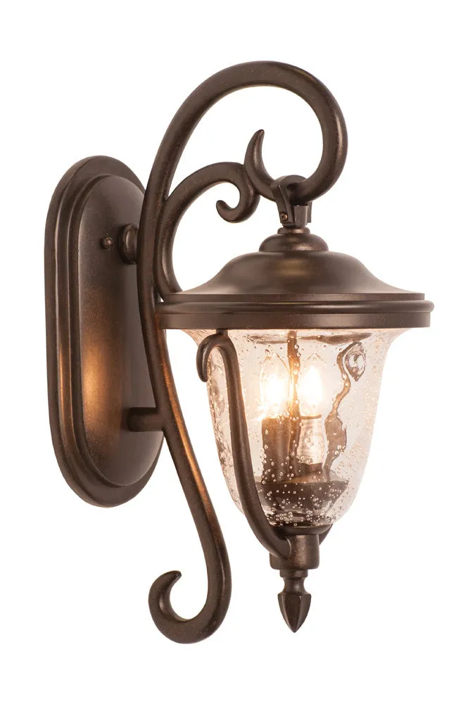 Gothic Santa Barbara Outdoor 2-Light Small Wall Bracket in Burnished Bronze