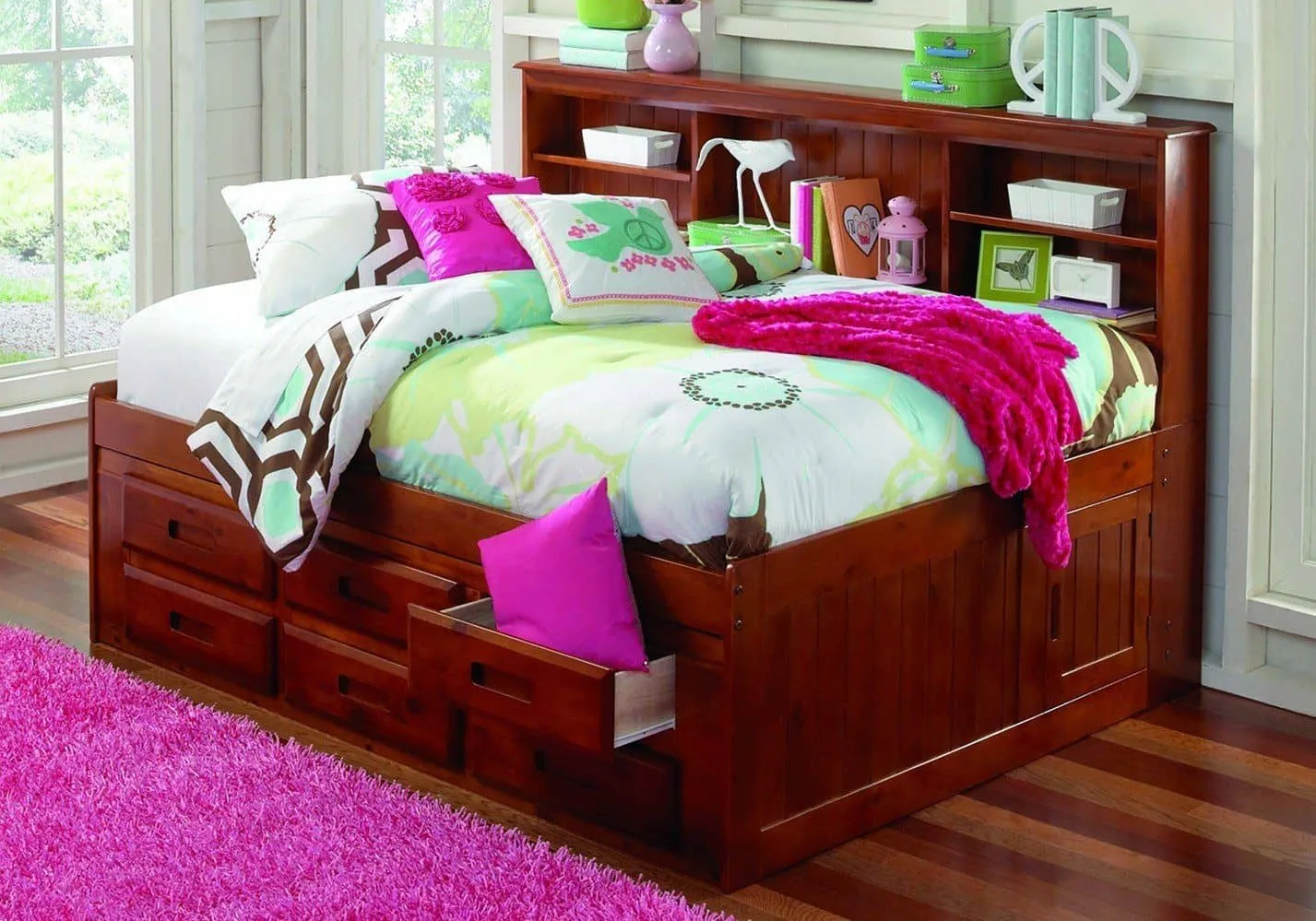 Grace Full Daybed with Bookcase Headboard, Trundle & Storage