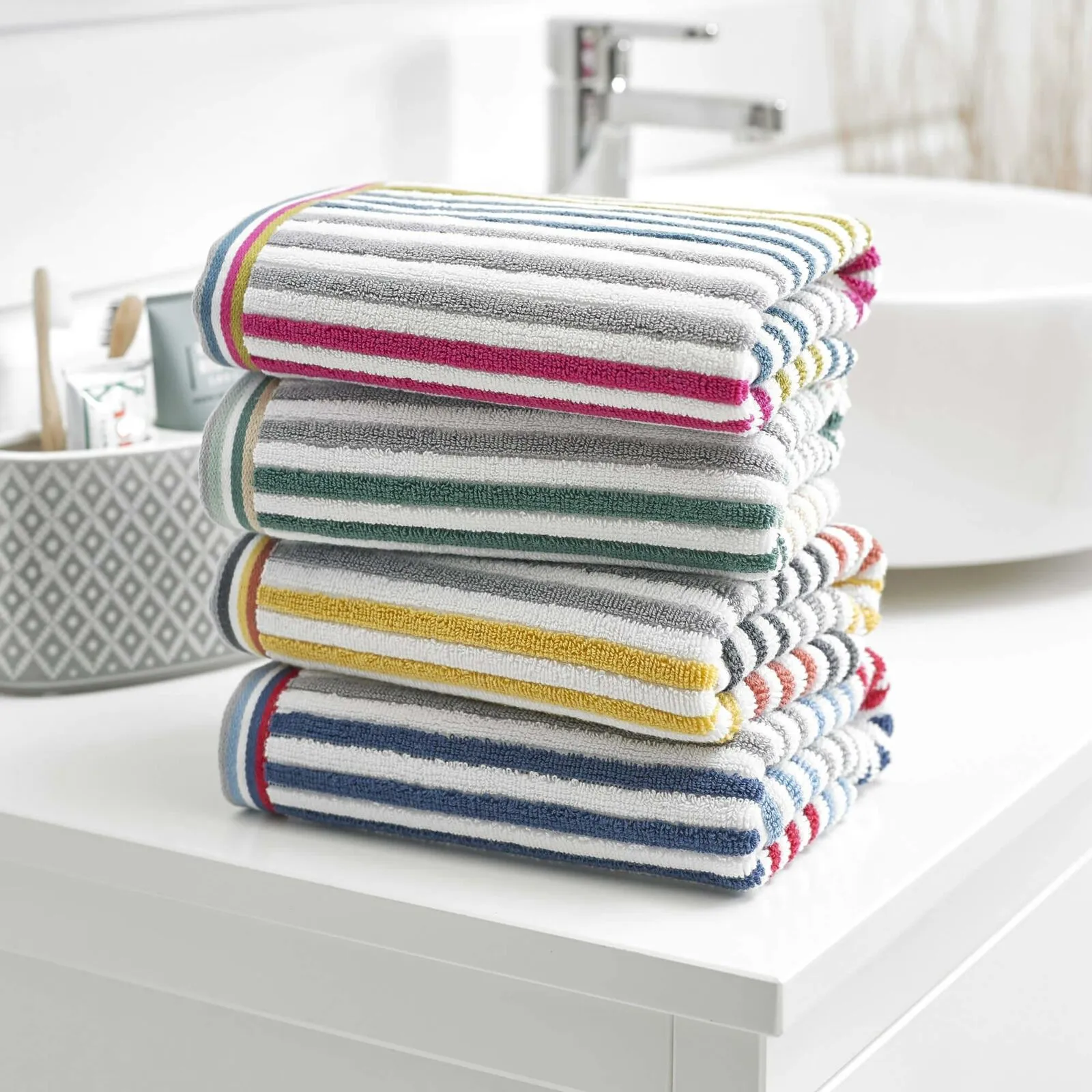 Hanover Striped Cotton Towel - Mustard