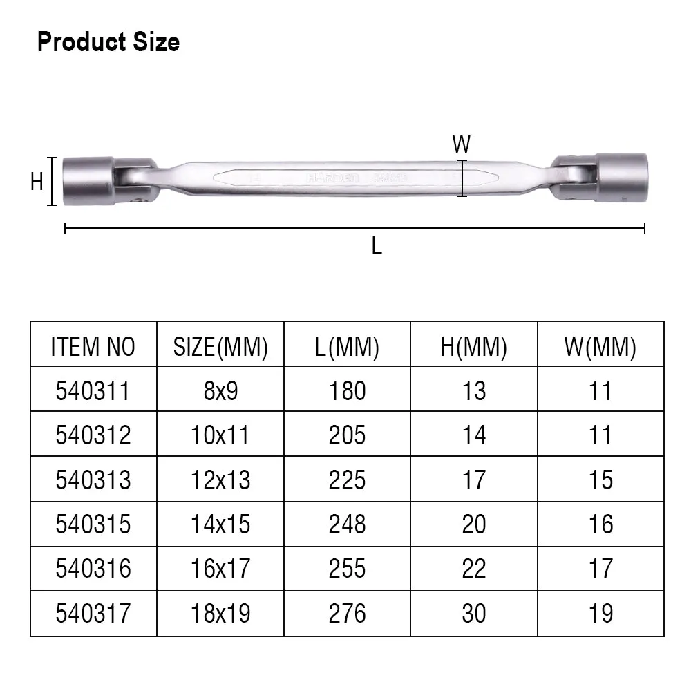 Harden Double Socket WrenchSize8 x 9mm