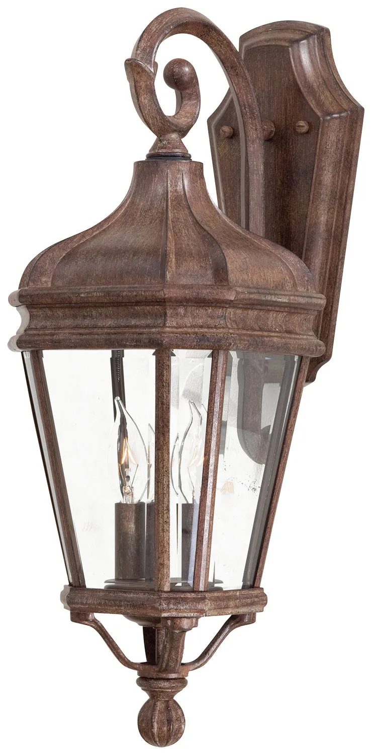 Harrison 2-Light Wall Mount in Vintage Rust & Clear Bevel Glass