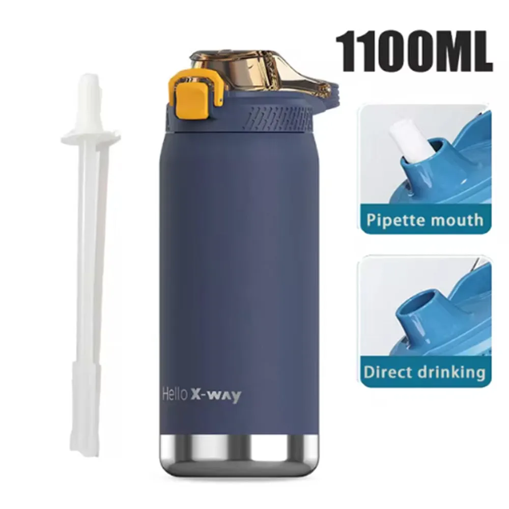 Hello X-Way Water Bottle 1100ml / 37oz Stainless Steel Water Bottle Vacuum 1100 ML Flask Large Capacity Water Bottle