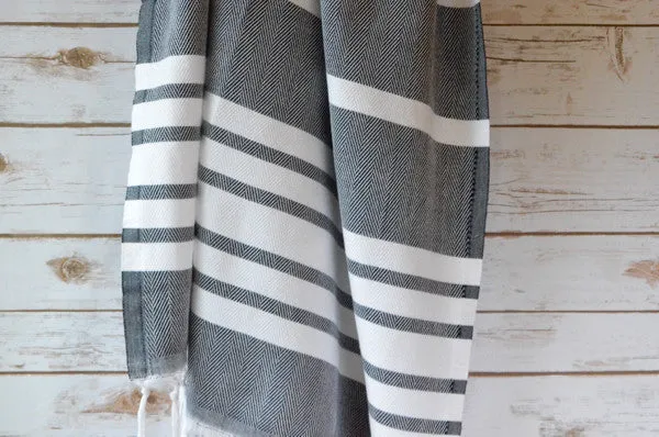 Herringbone Towels - Black