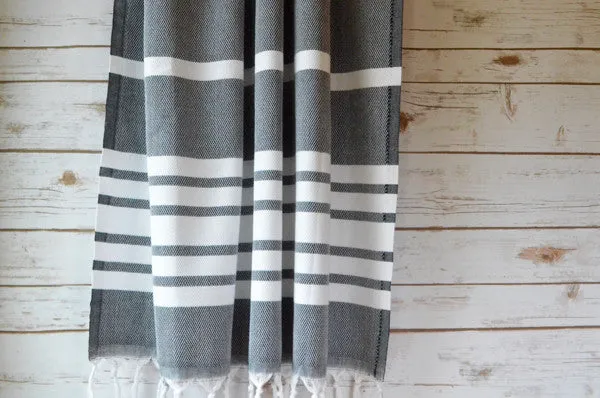 Herringbone Towels - Black