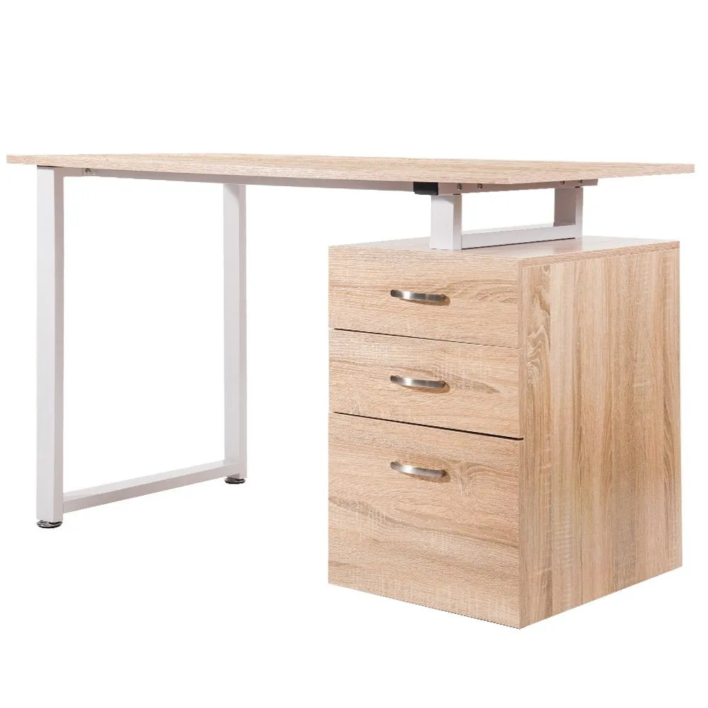 Home Office Computer Desk Writing Table Workstation with Reversible Cabinet