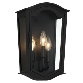 Houghton Hall 14 in. 3 Lights Outdoor Wall Lantern Black Finish