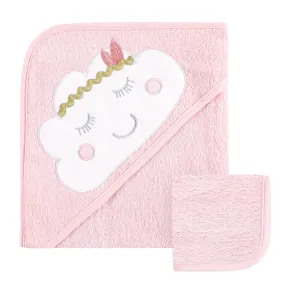 Hudson Baby Cotton Hooded Towel and Washcloth, Boho Cloud