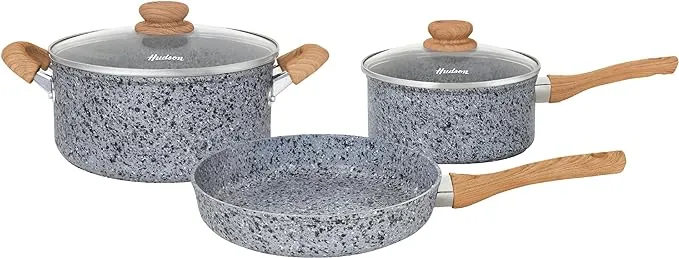 HUDSON Forged Aluminum Cookware Set - Triple-Layer Non-Stick Granite Coating