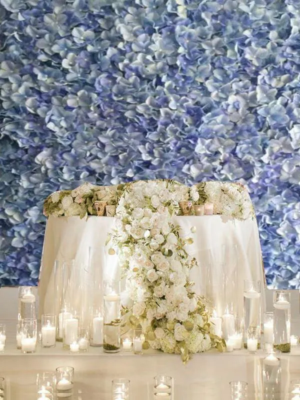 Hydrangea Artificial Flower Wall Mat Panel - Blue - 4 panels