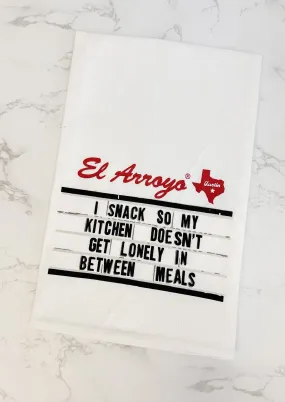 'I Snack So My Kitchen Doesn't Get Lonely' Tea Towel