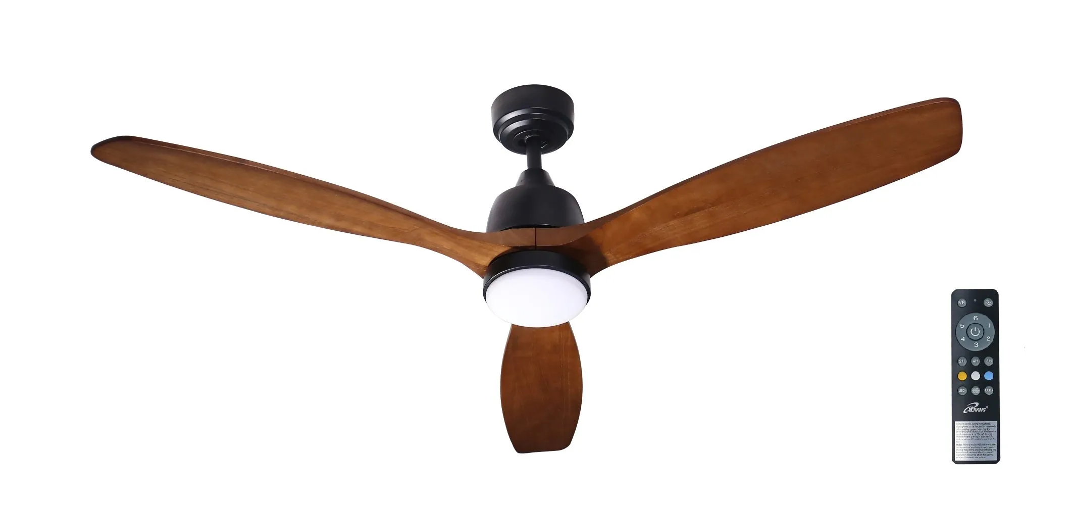 ILG8CF60WD-LED : iLiving 60-Inch 6-Speed 3-Blade Solid Wood Ceiling Fan with LED and Remote, Reversible, 3 Color Light, DC Motor, for Living Room, Bedroom, Patio