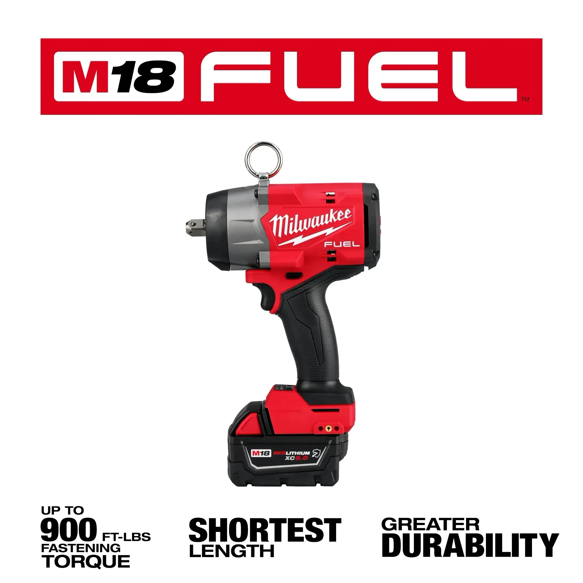 Impact Wrench - Milwaukee M18 FUEL™ 1/2" High Torque Impact Wrench w/ Pin Detent Kit, Corded, 2966-22